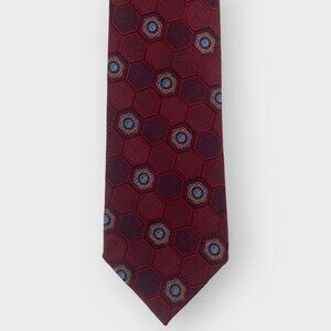 Ermenegildo Zegna Silk Tie | Red Geometric | Silk | Long | Italy